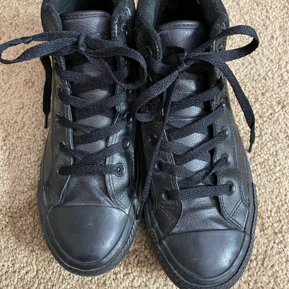 🖤 leather converse high tops 🖤